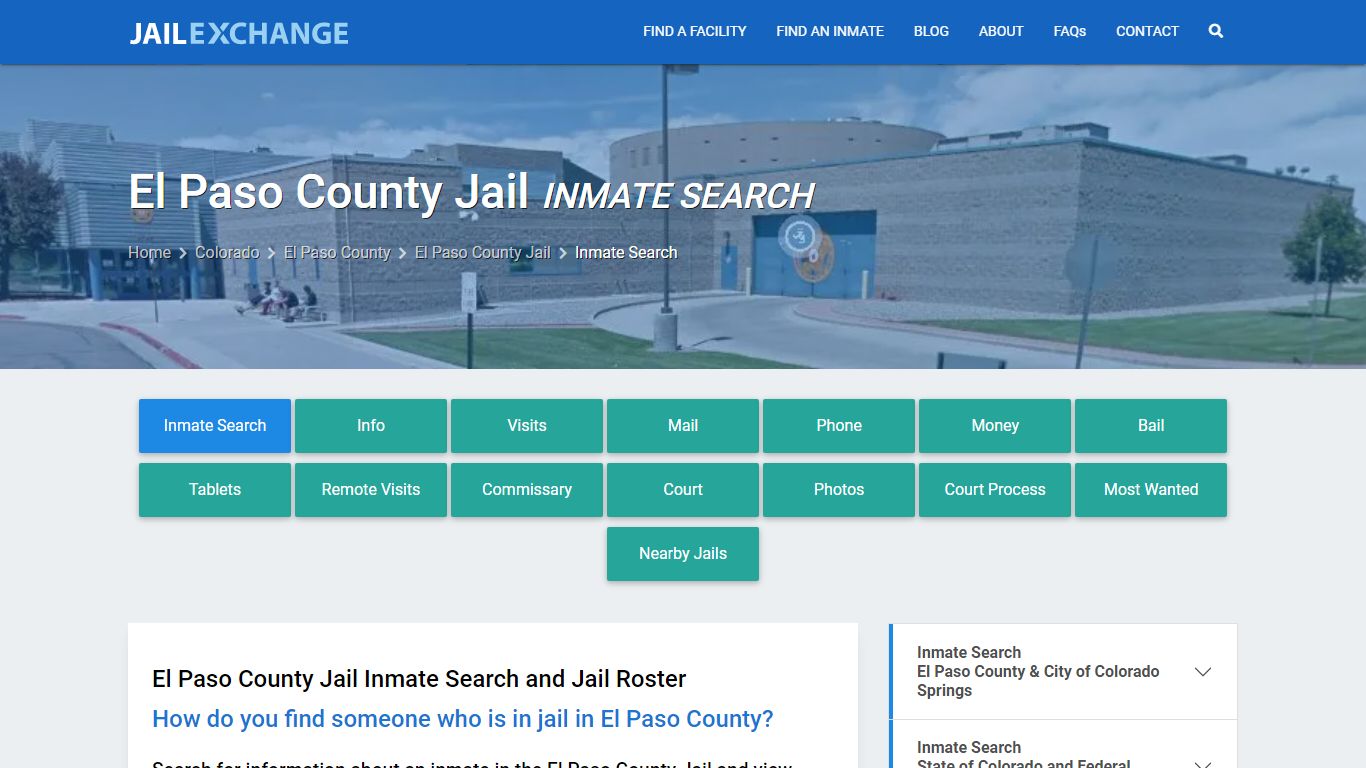 Inmate Search: Roster & Mugshots - El Paso County Jail, CO - Jail Exchange